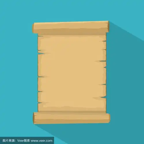 羊皮纸.空白旧卷轴图标纸莎草纸卡通孤立在白色背景与阴影.