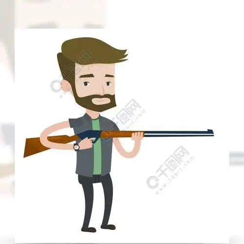 的行家猎人孤立在白色背景上的矢量平面设计插画准备好的猎人打猎用