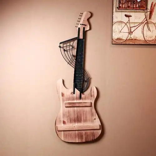 铁艺壁饰咖啡馆家居装饰 吉他铁挂壁 创意纯色做旧吉他挂饰墙.