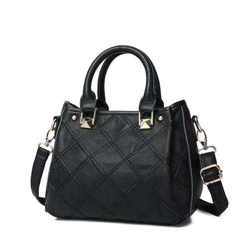 新款质感牛皮真皮女包时尚感休闲手提小方包纯皮黑色单肩斜挎包包