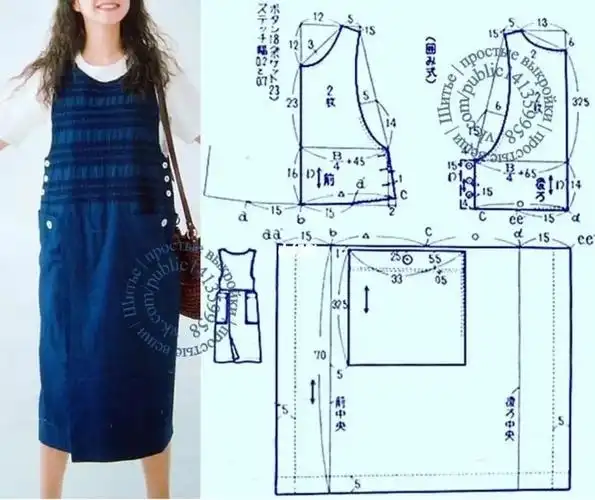 缝纫分享女士成人背带裙纸样