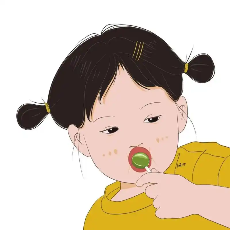 插画 | 头像 | 吃棒棒糖的小女孩 图片92二改92商用92去签名