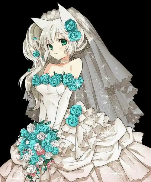 原来动漫里捧花的美少女盛装出席只为等到那个他