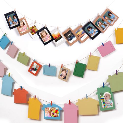 创意画框diy挂墙组合相框 幼儿园墙面卡通悬挂纸照片墙送麻绳夹子