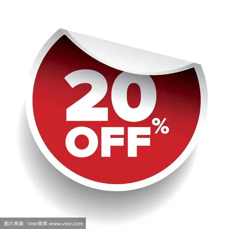 红色矢量20%折扣价格标志