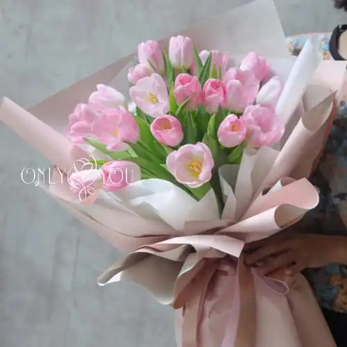 深圳鲜花速递同城进口粉白黄紫郁金香花束生日礼物花店送花上门