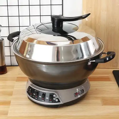 电炒锅锅用家用炒菜一体式铸铁多功能电锅插电电热锅