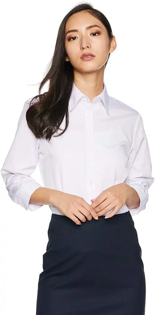 [atelie365] 女士衬衫 标准领 女士衬衫 办公室 衬衫 l-25