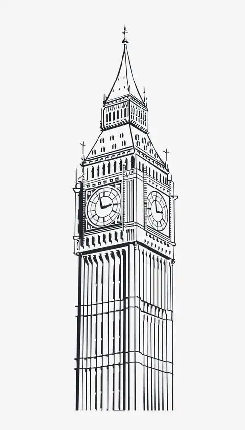 钟楼旅游黑色矢量