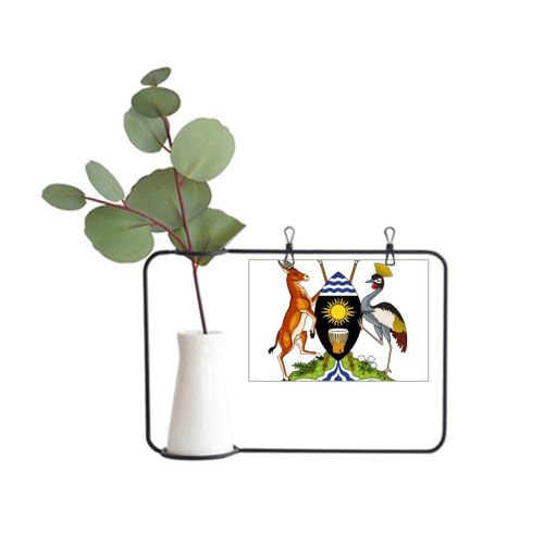 乌干达非洲国徽金属相框陶瓷花瓶装饰