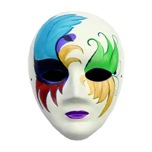 包邮 万圣节纸面具 绘画diy化妆舞会假面纸浆面具手绘白色纸脸谱