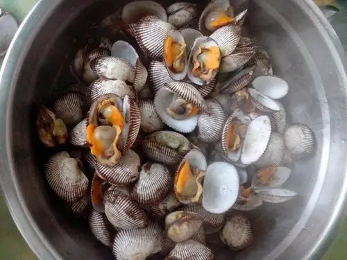 3.       开锅后大约3分钟,看到毛蚬子都开口了,可以出锅了