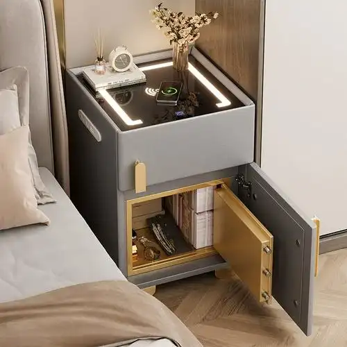 智能床头柜保险柜床边卧室小柜子简约现代轻奢家用主卧储物柜带锁