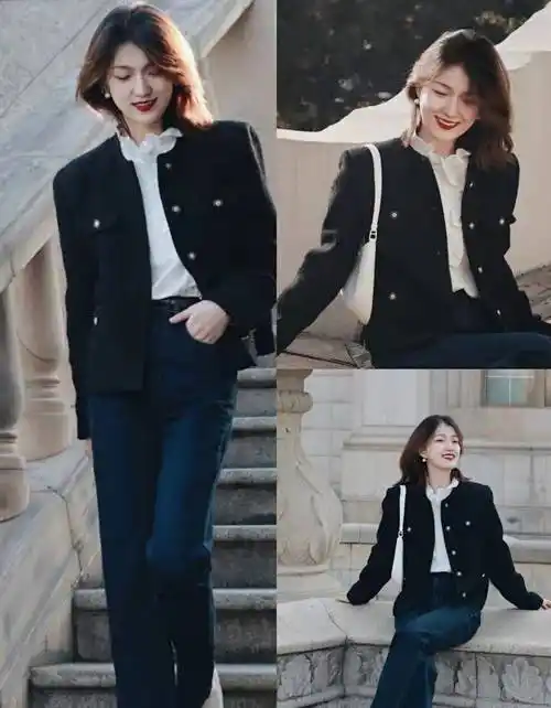 原创小香风外套白衬衫请锁死春季搭配这些下装时髦优雅大气