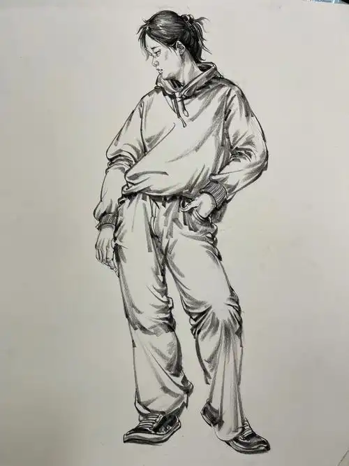 保姆级教程速写女青年站姿教学画面保存