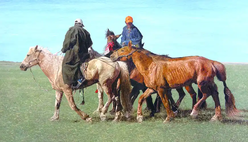 内蒙古画家笔下的蒙古马