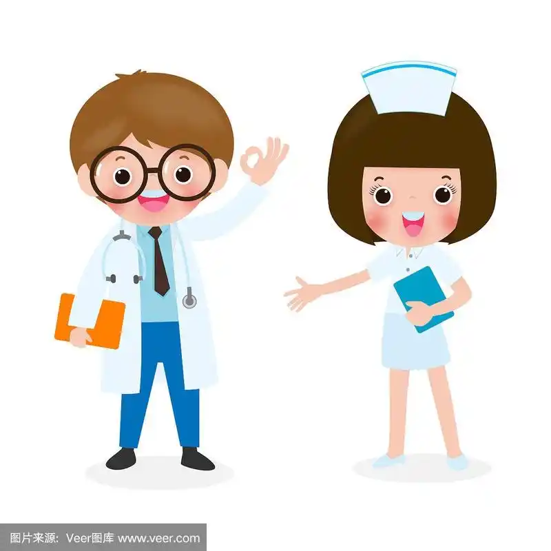 医生和护士隔离在白色背景矢量插图.