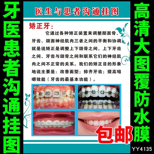 医院诊所牙科矫正牙宣传海报 牙医与患者沟通挂图 科室走廊装饰画
