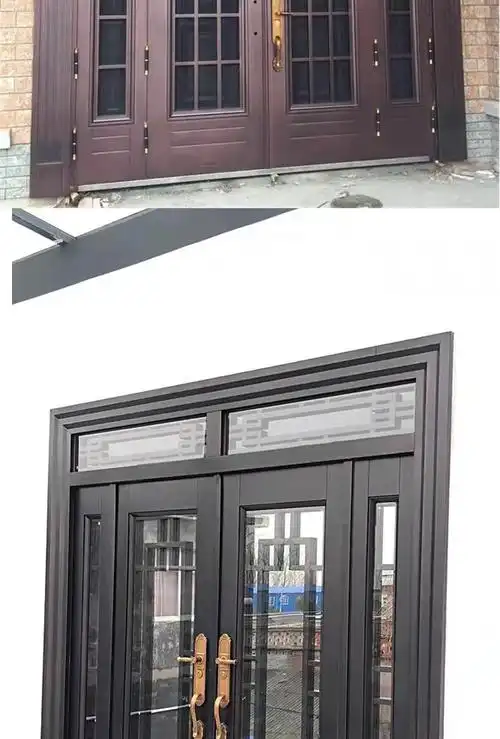 别墅大门网红玻璃防盗门简约双开入户门中式灰透明钢化玻璃门 款式4