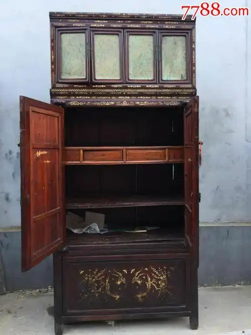民国老花梨镶牛骨大书柜,门面全花梨,包浆浑厚,品相完美,完整无修