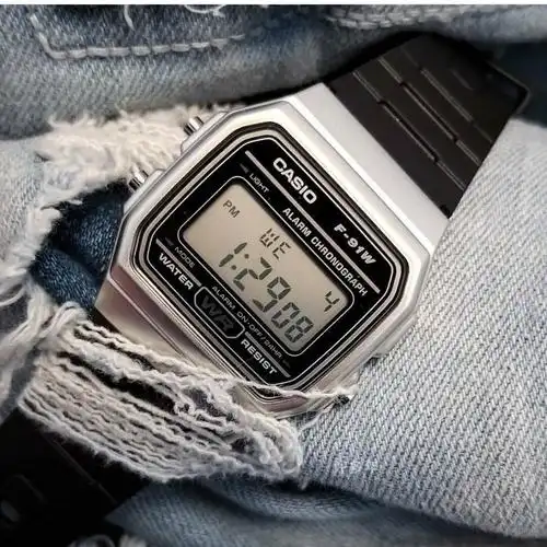 casio卡西欧 海外代购【甜茶同款】日本手表男 复古小方块电子表f-91w