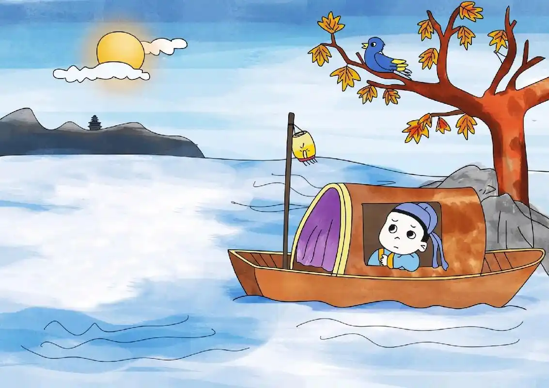 诗配画|枫桥夜泊|绘画临摹 96读着这首诗,在读到"月落乌啼霜满天,江