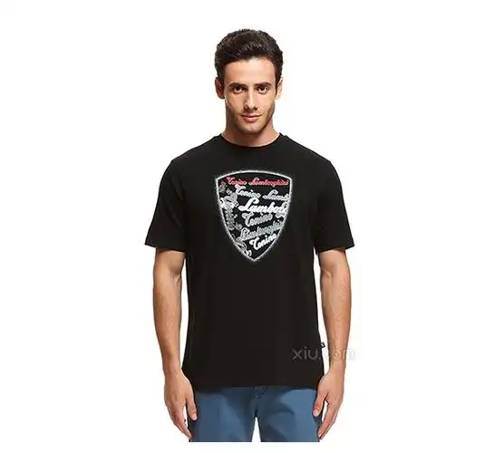 tonino lamborghini 兰博基尼 男士圆领短袖字符t恤 黑色 s