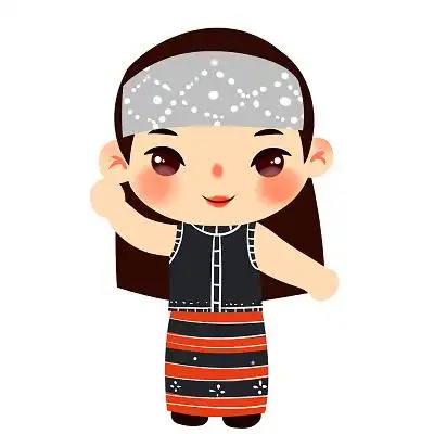 佤族民族服饰q版卡通人物少数民族服装png素材卡通少数民族人数