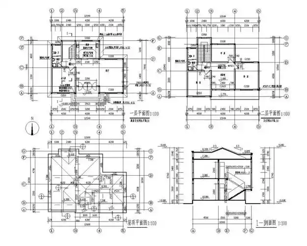 二层小型别墅砖混结构施工图(cad)