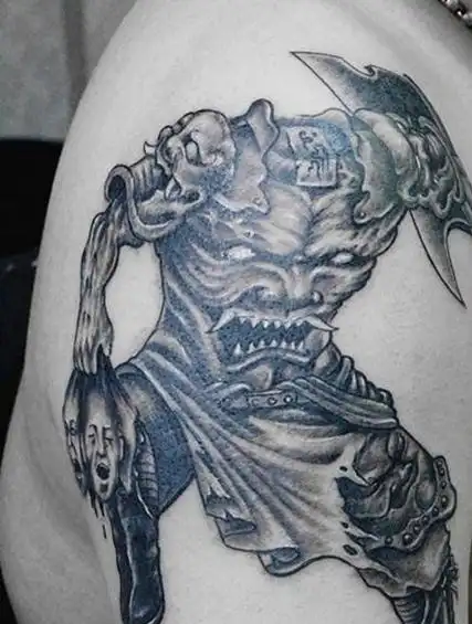 大臂刑天纹身图案