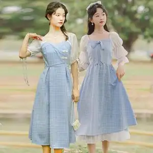 姐妹闺蜜装多人裙子2022新款春夏韩版学生少女法式清新甜美连衣裙