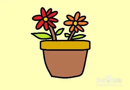 怎么画彩色简笔画盆栽小花day10简笔画|花盆花盆简笔画参天文化绘画一