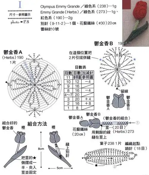 花朵饰品钩针图解教程