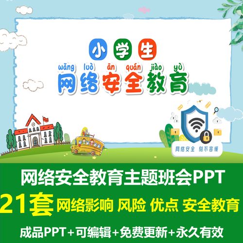中小学生网络安全教育主题班会ppt成品课件网络优点危害上网安全