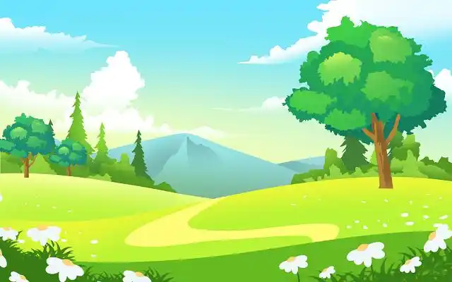 踏青郊游春游卡通草地背景原创插画海报