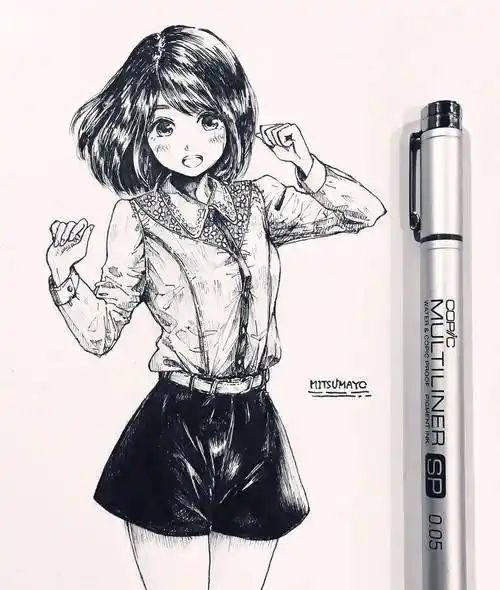 针管笔手绘动漫人物,非常棒的临摹练习素材_在线_绘画_课程