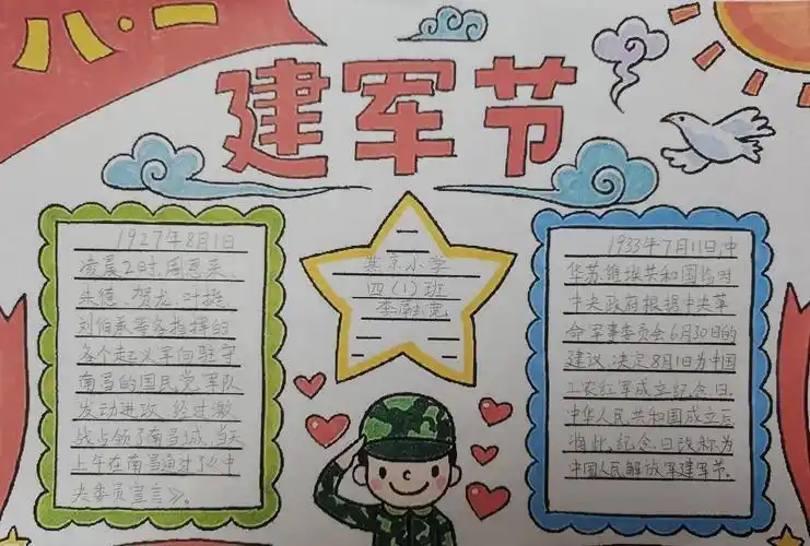 节日手抄报 建军节手抄报手机版作文吧庆祝八一建军节手抄报简单精选