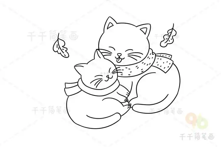 猫简笔画儿童亲子画