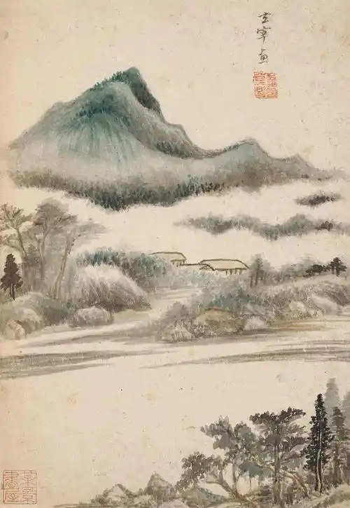 董其昌这几帧小山水,奇纵苍茫_董文敏_国画_吴湖帆