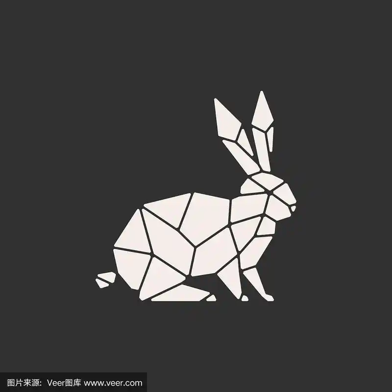 几何兔子兔子兔子潮复古矢量图标插图