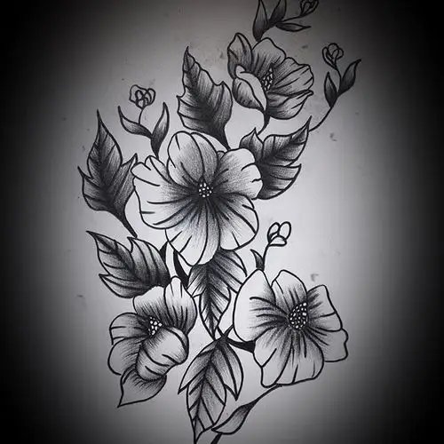 花卉手稿纹身图案