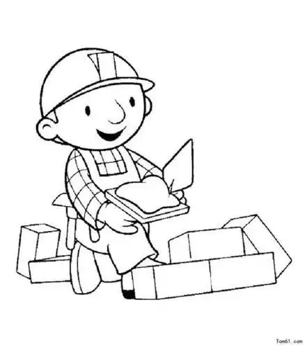 简笔画插画 线描 建筑设计矢量 城市建筑建筑工人简笔画步骤图工程师