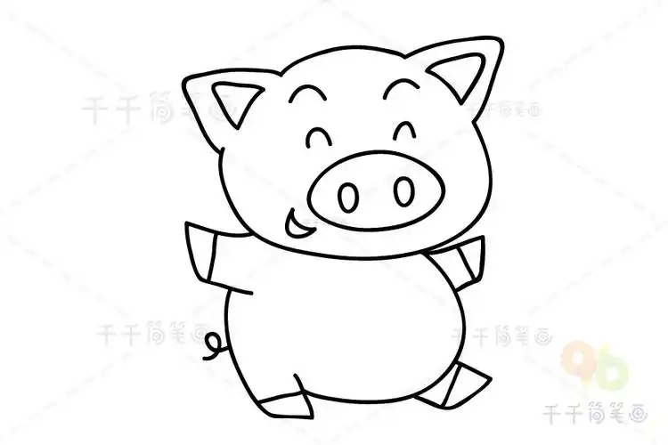 涂色专用5组小猪涂色模板