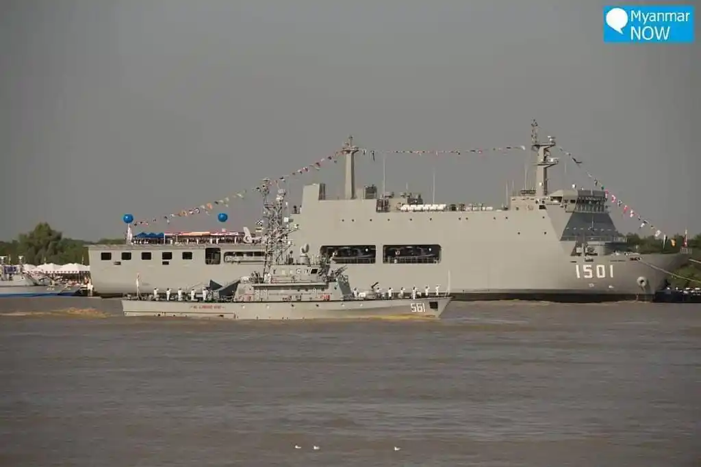 缅甸海军最新型船坞登陆舰"马达班"号,它是在韩国"望加锡"项目的基础
