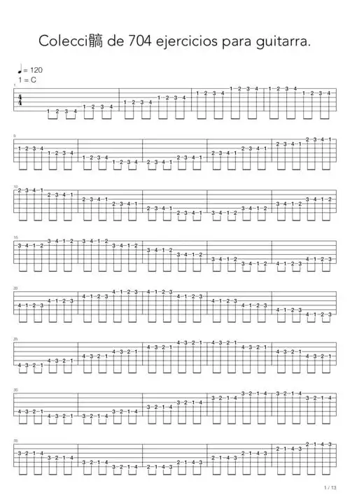 练习曲半音阶爬格子练习吉他谱