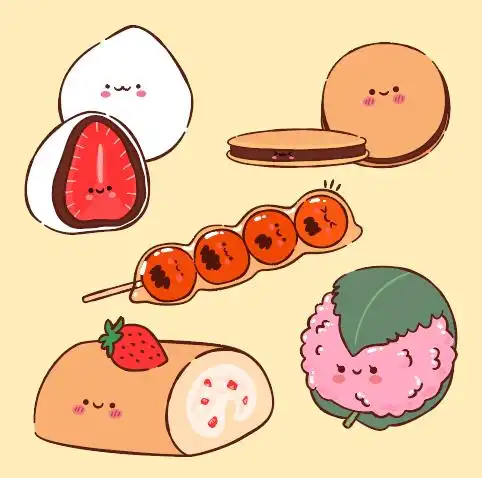 日式卡通创意甜点矢量素材