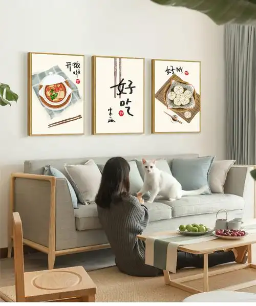 新中式餐厅装饰画饭厅墙壁餐桌墙面背景厨房壁画美味美食家庭墙画