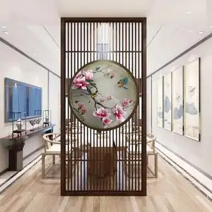手工苏州刺绣双面绣成品苏绣屏风隔墙镶嵌新中式简约实木玄关定制