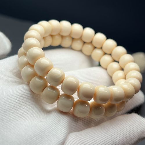 万城猛犸象牙手串稀世甄宝男女可戴轻奢礼品送老婆送男女友礼物 白色