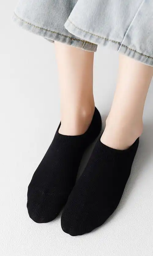 袜子女短袜棉春夏季防臭吸汗夏天薄款色百搭女士船袜ins潮 3双黑色 2